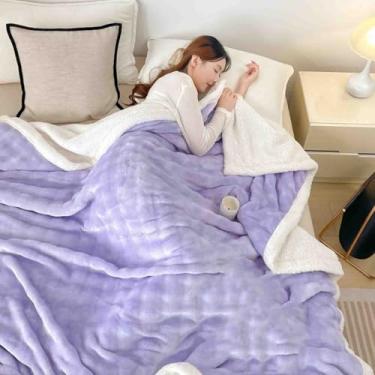 Imagem de Cobertor de lã, cobertores e mantas fofos, mulheres, homens, para cama, cachecol adulto, duplo, solteiro, para sofá, lã de camada dupla, grosso, quente, macio, confortável para primavera, outono