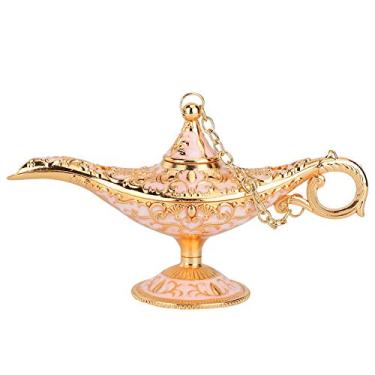 Imagem de Generic Ornamento Elegante da Lâmpada de chá do Vintage, Padrão de Gravura Requintado, Acabamento Fino para Decoração de Casa, 1 Peça Verde Transparente (Ouro Branco)