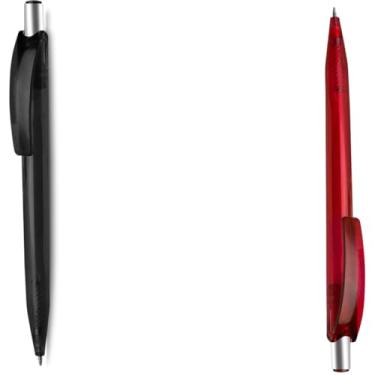 Imagem de Caneta Esferográfica Executiva, Metal Preto Fosco, Retrátil, Escrita Azul, Grip Metálico, Corpo Cilíndrico, 0.7mm, para Escrita Geral, 14cm design (Preto e Vermelho)