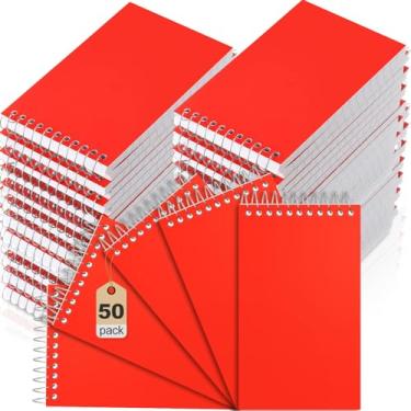 Imagem de Cholemy Pacote com 50 blocos pequenos de 7,6 x 12,7 cm, pequenos cadernos de bolso, mini cadernos espirais, blocos de notas pautados para faculdade, para escritório, material escolar, 75 folhas