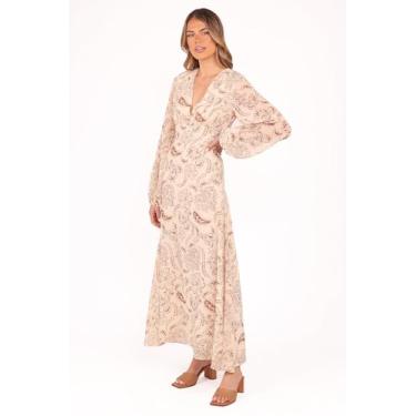 Imagem de Petal & Pup Vestido feminino riba-midi-marrom-Paisley, Paisley marrom, 46