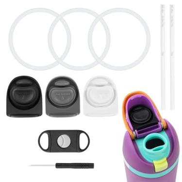 Imagem de 10 peças de peças de reposição para garrafa de água compatíveis com Owala FreeSip, vedação de garrafa de água livre de BPA, rolha de substituição com canudo superior para Owala 16/19/24/25/32/1,134 g