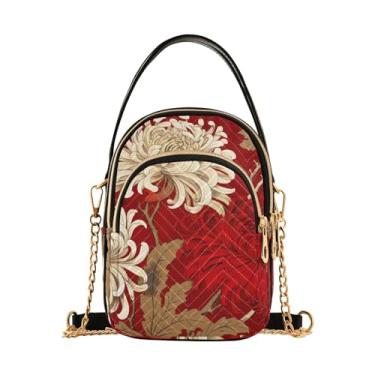 Imagem de GAIGEO Crossbody feminino de crisântemo branco e marrom, bolsa pequena com alça de ombro, bolsas transversais confortáveis, Crisântemo branco e marrom - 2, One Size