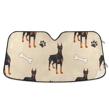 Imagem de Doberman Pinscher Guarda-sol para carro de cachorro Para-brisa Dobrável Personalizada Para-brisa Frontal Floral Animal Retrátil L, 144,8 cm x 80 cm
