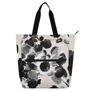 Imagem de Sacola floral para trabalho em aquarela para mulheres, bolsas de lona para faculdade, escola, mensageiro, livros, presente