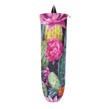 Imagem de GAIGEO Aquarela com porta-sacos de plástico para cactos e flores, bolsa de compras para pendurar na parede, suporte de bolsa de plástico para armário, 1 pacote