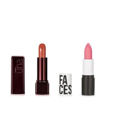 Imagem de Kit 2 Batom Nat 1 Faces Cremoso Cor ROSA CANDY e 1Batom Extremo Conforto Una Coral 3C