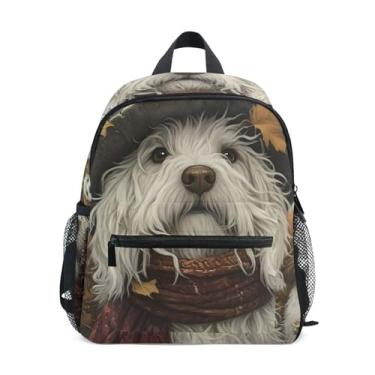 Imagem de GAIGEO Fall English Sheepdog Autumn Kids School Backpack Boy Backpack with Front Pocket, Safety Whistle for Ages 3-8