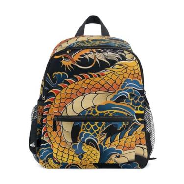 Imagem de GAIGEO Chinese Dragon Toddler Backpack 10x4x12 In, Backpack for Toddler Girls with Water Bottle Pockets, Whistle Buckle