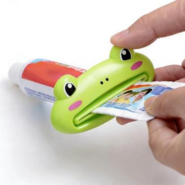 Imagem de Espremedor de tubo de pasta de dente de animal fofo, dispensador de banheiro de plástico com design de sapo, utensílio multifuncional de cozinha e banheiro