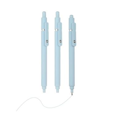 Imagem de PATIKIL Pacote com 3 canetas retráteis de 0,5 mm, azul escuro, canetas esferográficas retráteis, ponta fina, escrita suave, fofa, para escritório, casa, diário, caderno, azul escuro