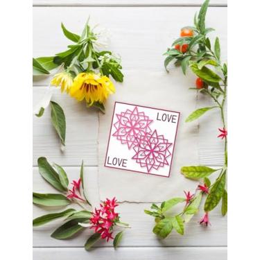 Imagem de 1 estêncil de matriz de corte de aço carbono com tema floral, padrão geométrico de floco de neve, cor de aço inoxidável, molde de corte para álbum de fotos faça você mesmo, cartão de papel decorativo