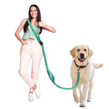 Imagem de Coleira para cães mãos livres, coleira transversal reflexiva para galáxia, cinto resistente ajustável de 1,6 a 2,9 m para cães de médio e grande porte caminhando, corrida, treinamento, caminhada