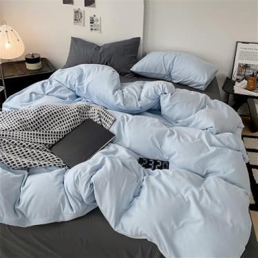 Imagem de Conjunto de cama bicolor para todas as estações, capa de edredom confortável em algodão macio e agradável à pele, 9, 1,5 m, conjunto de 4 peças B