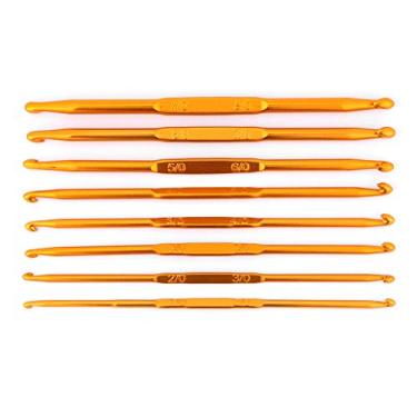 Imagem de Generic Conjunto de Agulhas de tricô Com Gancho de crochê de Extremidade Dupla de Alumina Dourada para Deslizamento Suave e Fácil Aderência, Perfeito para tricô e crochê, Conjunto de 8 Peças para Amantes de e Alunos de
