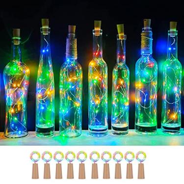 Imagem de Luzes de Garrafa Vinho com Cortiça Pacote 10 Fada LED Operadas por Bateria para Decoração Festa DIY Halloween Casamento Interior Alta Brilho Economia