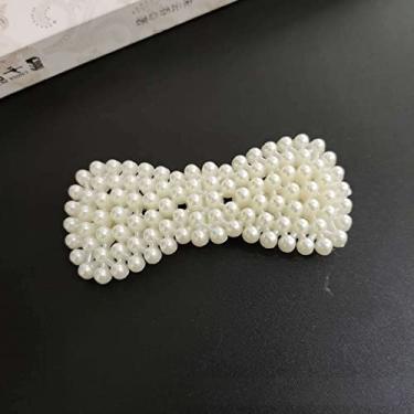 Imagem de Semme Falso Pérola Plástico Ferro Elegante Bonito Lado Franja Headwear Presilhas Acessórios de Cabelo para Meninas para Trabalho Data Festa Festival (gravata borboleta redonda)