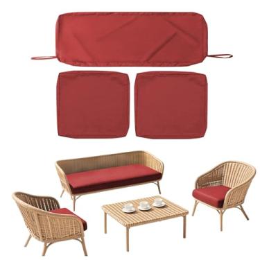 Imagem de SK Studio 3 peças de capas de almofada para ambientes externos, à prova d'água, almofadas de assento de móveis de pátio, capas de substituição para poltrona de vime de vime de 4 lugares, 42 x 18 x 2