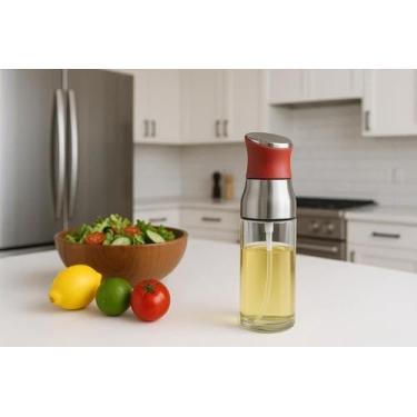 Imagem de Frasco pulverizador de óleo e vinagre 2 em 1 – Spray de azeite de oliva e vinagre de câmara dupla, controle de dosagem ajustável, névoa de cozimento à prova de vazamento para fritadeira a ar, salada