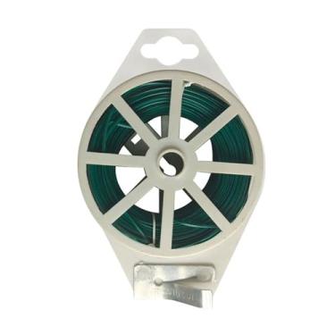 Imagem de Fio de jardim em carretel com cortador embutido, laços de plantas flexíveis verdes de 98,42 pés/30 m e laços torcidos para suporte de plantas ao ar livre, arranjos de flores internos, fabricação de