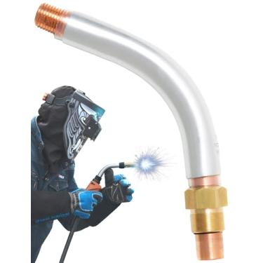 Imagem de ICONICWELD Acessórios para pistola de solda Mig pescoço fixo de alumínio QT3-60° Substituição para pescoço estilo Bernard QT3