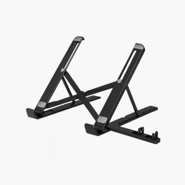 Imagem de Suporte Ajustável para Notebook Dobrável com Suporte Extra para Celular e Tablet, ABS Antiderrapante, Portátil e Ergonômico (Preto)