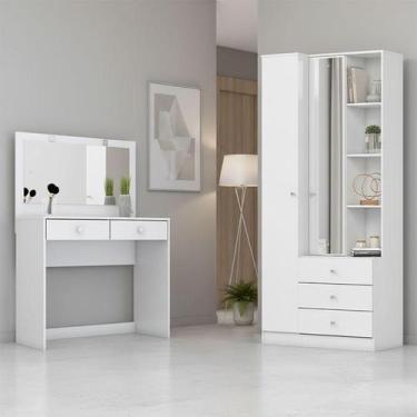 Imagem de Armário Multiuso Doha e Penteadeira Daila Ambiente com Led Branco - He