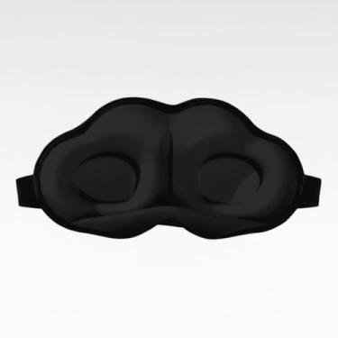 Imagem de Wanhaoshangmao Máscara de dormir 3D para homens e mulheres, máscara noturna preta contornada com bloqueio de luz com alça ajustável, poliéster respirável
