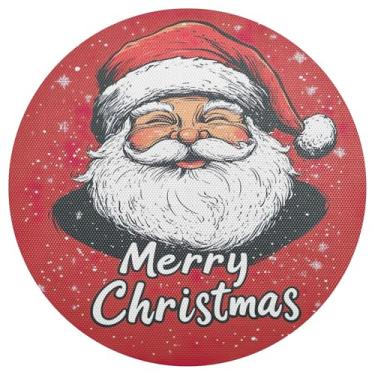 Imagem de xigua Jogo americano redondo de Natal Papai Noel, conjunto de 4, tapete de mesa redondo antiderrapante resistente ao calor, tapetes de mesa de 48 cm para decoração de cozinha, jantar e festa