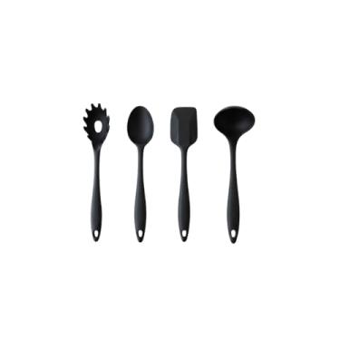 Imagem de Kit 4 Utensílios de Cozinha em Silicone Premium – Espátula Pão Duro, Espátula Raspadora, Concha e Pegador de Macarrão – Resistente a Alta Temperatura, Antiaderente e Seguro para Panelas