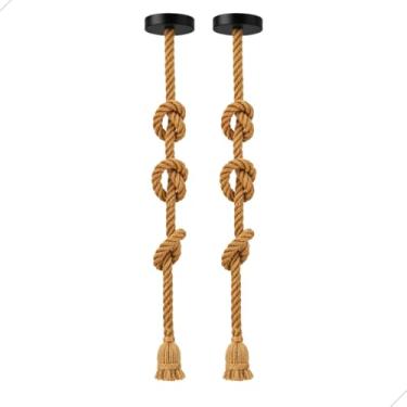Imagem de Kit 2 Pendente Luminária de Corda Sisal 2 Metros Estilo Retrô Vintage Rústico E27 Bivolt 127v e 220v para Área Interna