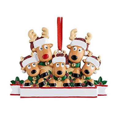 Imagem de Decoração de Camiseta com Pingente Família Rena Personalizada Suspensão Presente para