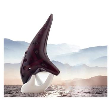 Imagem de ocarinas 12 furos ocarina clássica alto cocarina instrumento de sopro adequado para iniciantes entrada adulto criativo presente de aniversário piccolo (marrom)