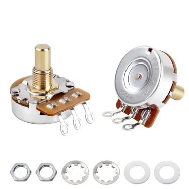 Imagem de Banworks Potenciômetro de latão A250K M8 com rosca métrica de tamanho completo, eixo curto (comprimento de 15 mm) para guitarra elétrica Epiphone Les Paul LP/SG Squier Strat/Tele 2 peças JT/XNQ-19