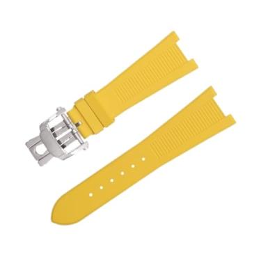 Imagem de IRFKR Para Patek Philippe Pulseira para Nautilus 5711/5712 Interface Original Acessórios de Pulseira FKM Fluororubber Pulseira de Relógio Gold End Link (Amarelo 2)