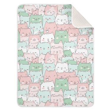 Imagem de Wassud Cobertor de bebê fofo de gato de desenho animado para meninos e meninas, cobertor de bebê para recém-nascido, essencial para recém-nascidos, cobertores macios 76 x 101 cm