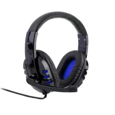 Imagem de Headset Fone Gamer Led com microfone USB e P2 Para PC Computador Headphone Videogame(Preto com luz Azul P2)