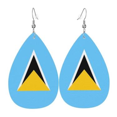 Imagem de KOSUES Brincos de gota de couro sintético, brincos de gota de dupla face, leves, acessórios de orelha femininos, festas de fim de ano, One Size, Couro sintético, Sem pedra preciosa