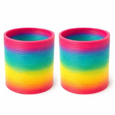 Imagem de Kit 2 Molas Maluca Colorida Pequena Criança Diverção Arco- Íris Pulseira Brincadeira Preda Lembrancinha Premium