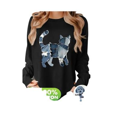 Imagem de Camiseta Feminina Solta E Confortável De Algodão Com Estampa Gráfica D