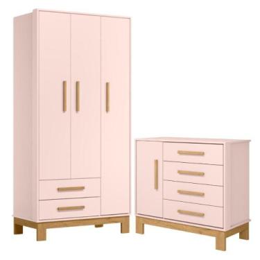 Imagem de Gaveteiro e Guarda Roupa Rioja Rosa Acetinado - Mais de Casa