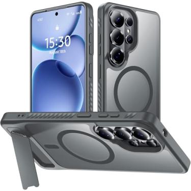 Imagem de Capa para Samsung Galaxy S26 Ultra com suporte, 1 protetor de tela, [compatível com Magsafe] Proteção de grau militar fosco translúcido, capa de telefone magnética para Samsung Galaxy S26 Ultra, 17,5