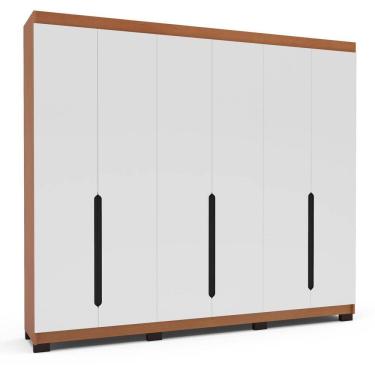 Imagem de Guarda-roupa Casal 6 Portas Bater Madrid Branco/Freijó