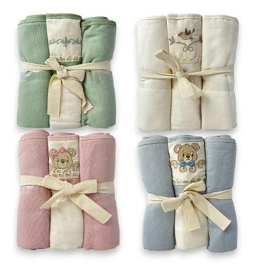 Imagem de Cueiro Flanelado Premium Grande Algodão Enxoval Bebê 3 Peças - BABY JO