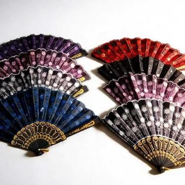 Imagem de Kit Com 12 Leques De Mão | Lembrancinhas Para Casamento, Eventos E Danças Típicas (PRETO 12 PEÇAS)