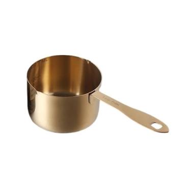 Imagem de Molheira, 400 ml/600 ml/1000 ml, colher de medição de aço inoxidável, panela pequena, colher de café, ferramenta de cozimento com copo de medição graduado, jarro de leite (dourado, médio)