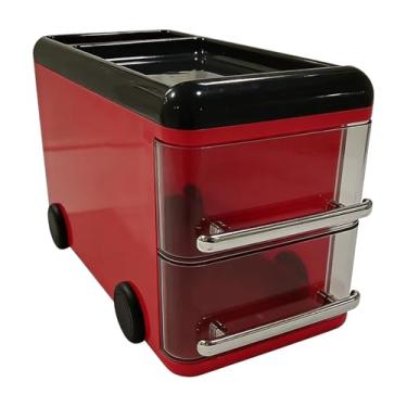 Imagem de SUNGOOYUE Suporte de Caneta, Organizador de Mesa Em Forma de Carro, Caixa de Armazenamento Com 2 Gavetas para Papelaria, Pincéis de Maquiagem, Escritório, Dormitório Doméstico (Vermelho)