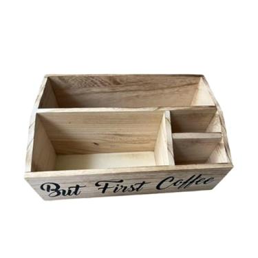 Imagem de Bothyi Organizador para Estação de Café, Organizador de Condimentos E Chá, Decoração para Bar de Café, Caixa Organizadora com Compartimentos para Sachês de a, Marrom, Tamanho real