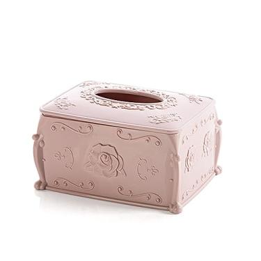 Imagem de Suporte de caixa de lenços de plástico capa de armazenamento de guardanapo organizador de sala de estar suporte de papel recipiente de guardanapo capa de caixa de lenços faciais (rosa)