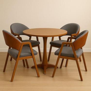 Imagem de Kit 4 Cadeiras Luiza Sala de Jantar com Braço Madeira Maciça Movellu H